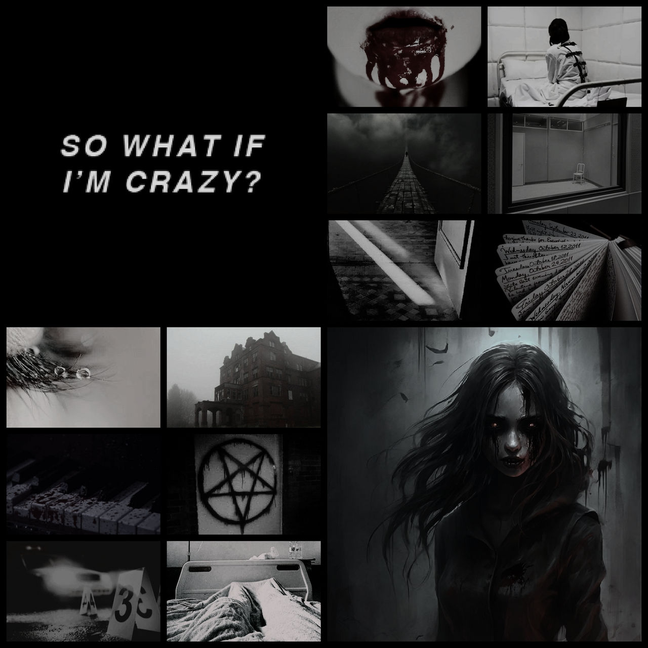 Insanity and heartbreak moodboard.