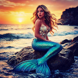 Gorgeous mermaid came to shore.