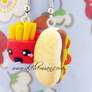 french fries and hot dog hand made earrings