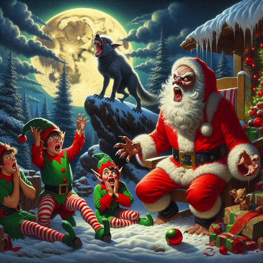 Three Santa Wolves Santa Changes into a WEREWOLF!! by Ron-Tweedie on DeviantArt