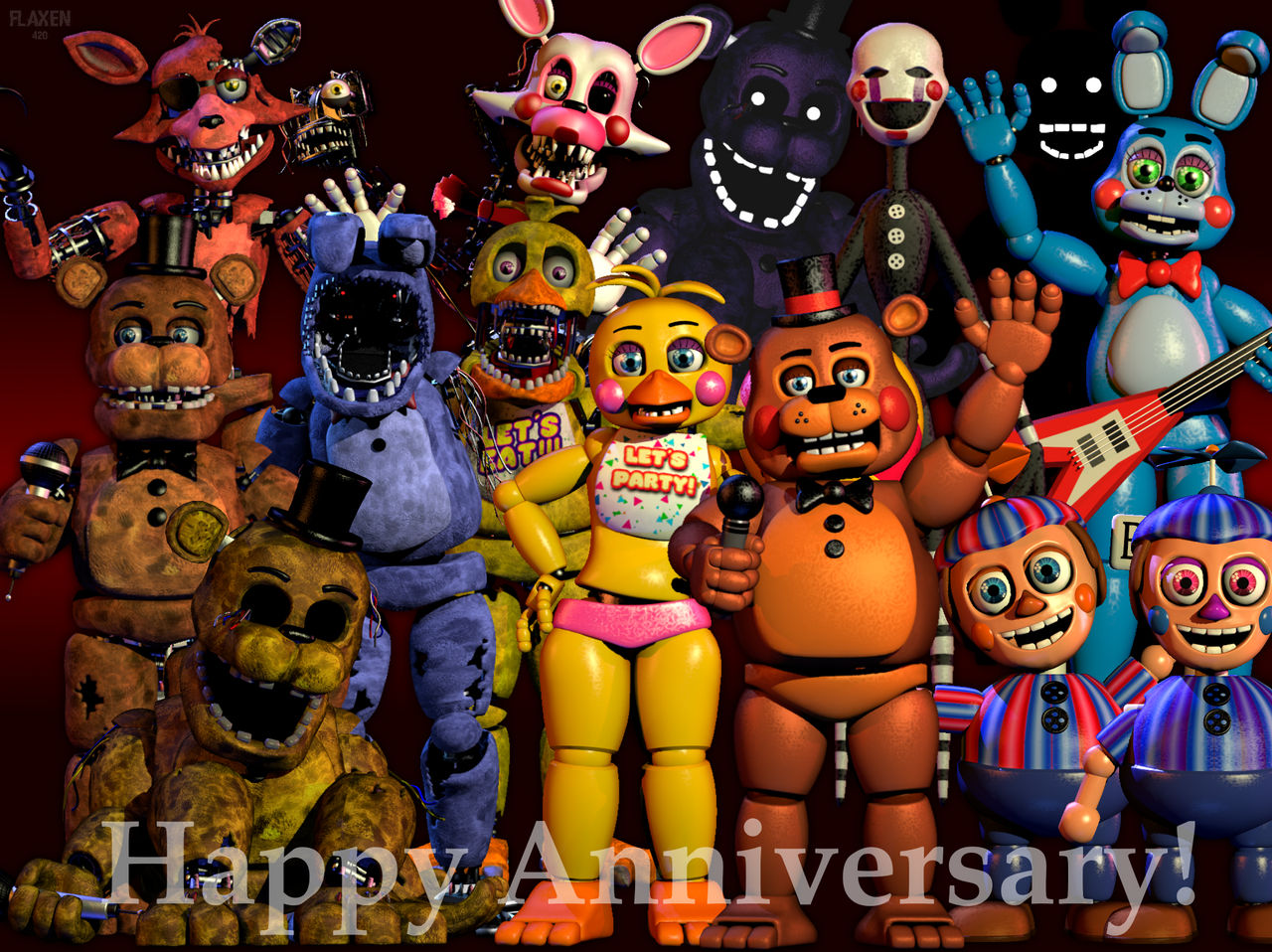 Early FNaF 2 Anniversary Poster by Flaxen420 on DeviantArt