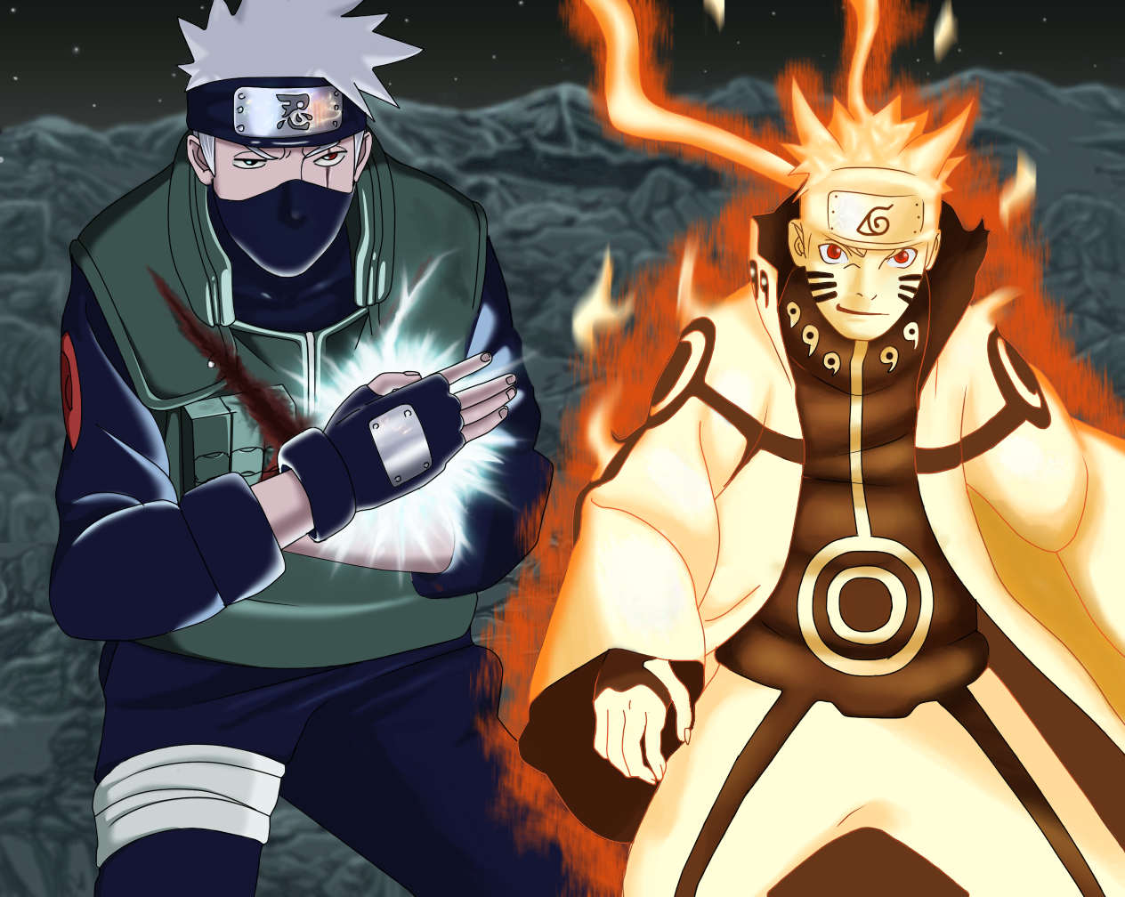 Naruto manga 608 ... Kakashi and Naruto