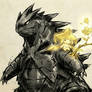 Sumi-e Colossus: Tyranitar and Jirachi
