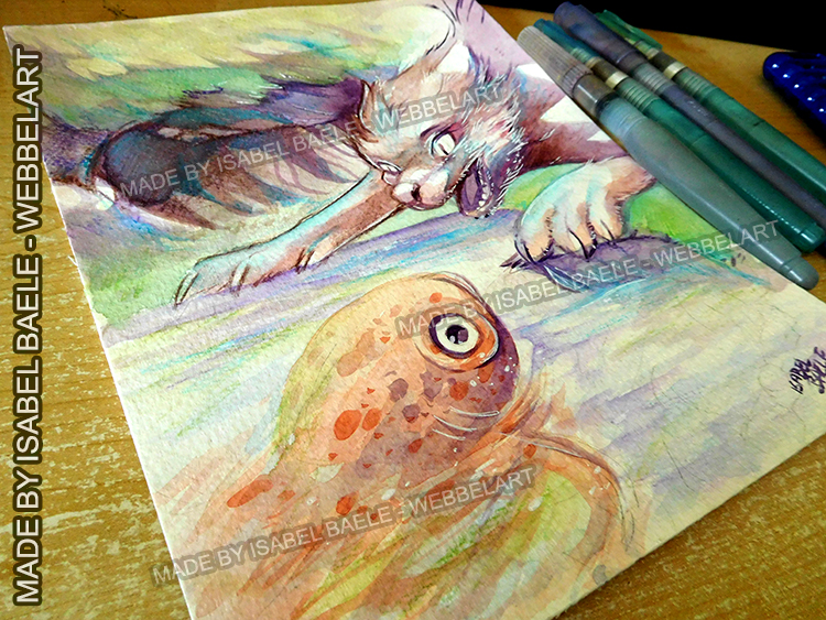 fish and the wolf : Aquarell