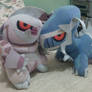 Chibi palkia and dialga plushies......