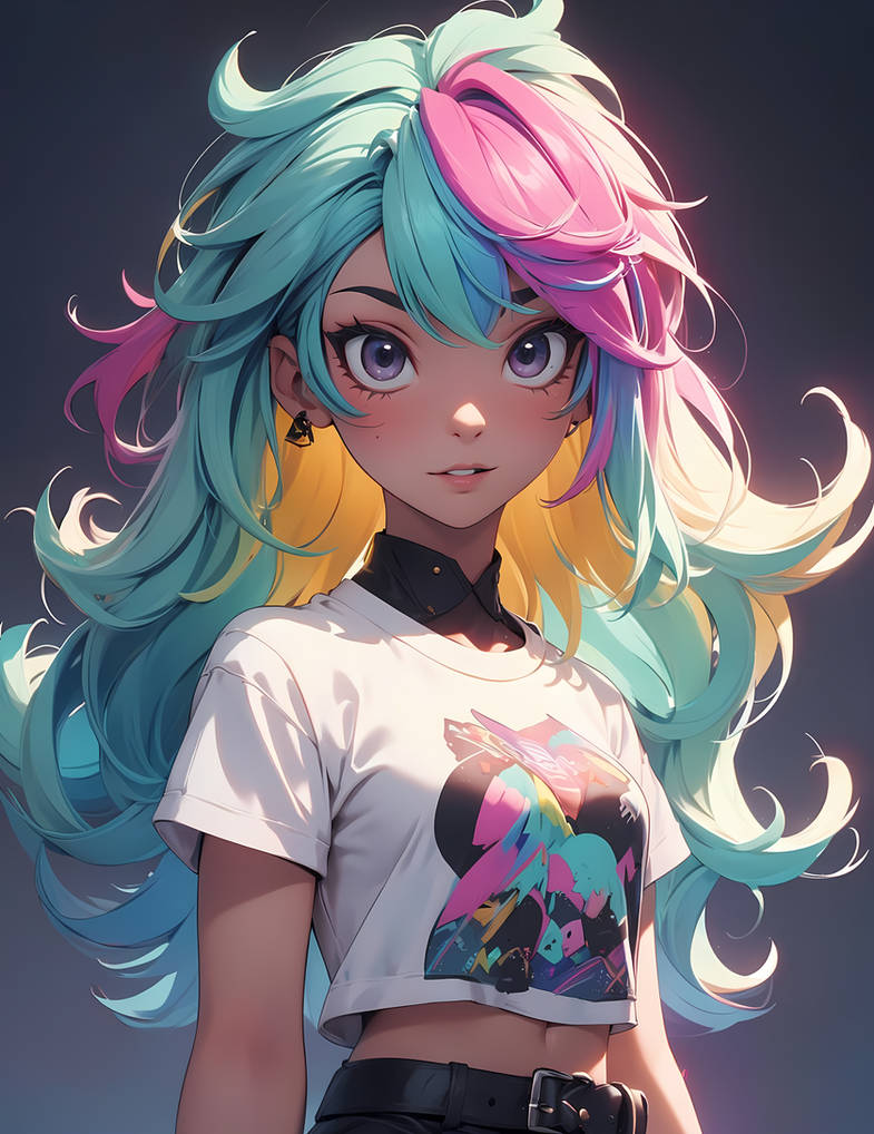 Rainbow-haired girl by Arczisan on DeviantArt