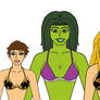 Wasp, She Hulk, and Ms Marvel Bikini