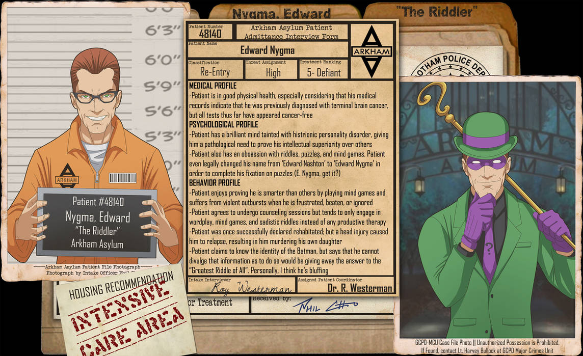 Arkham Files - The Riddler by Roysovitch on DeviantArt