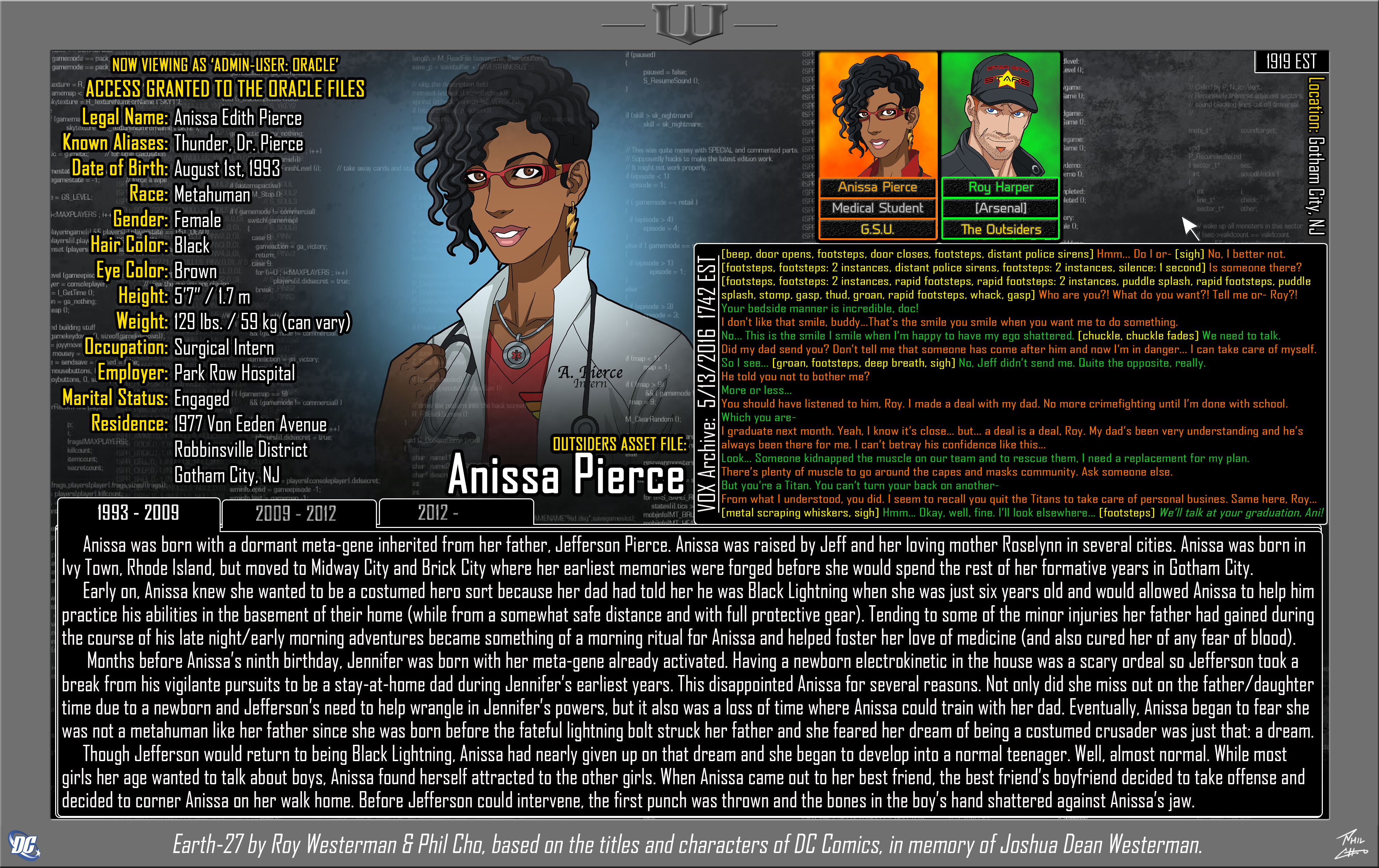 [Earth-27: Oracle Files] Anissa Pierce (Part 1)