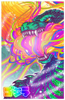 Lisa Frank Godzilla