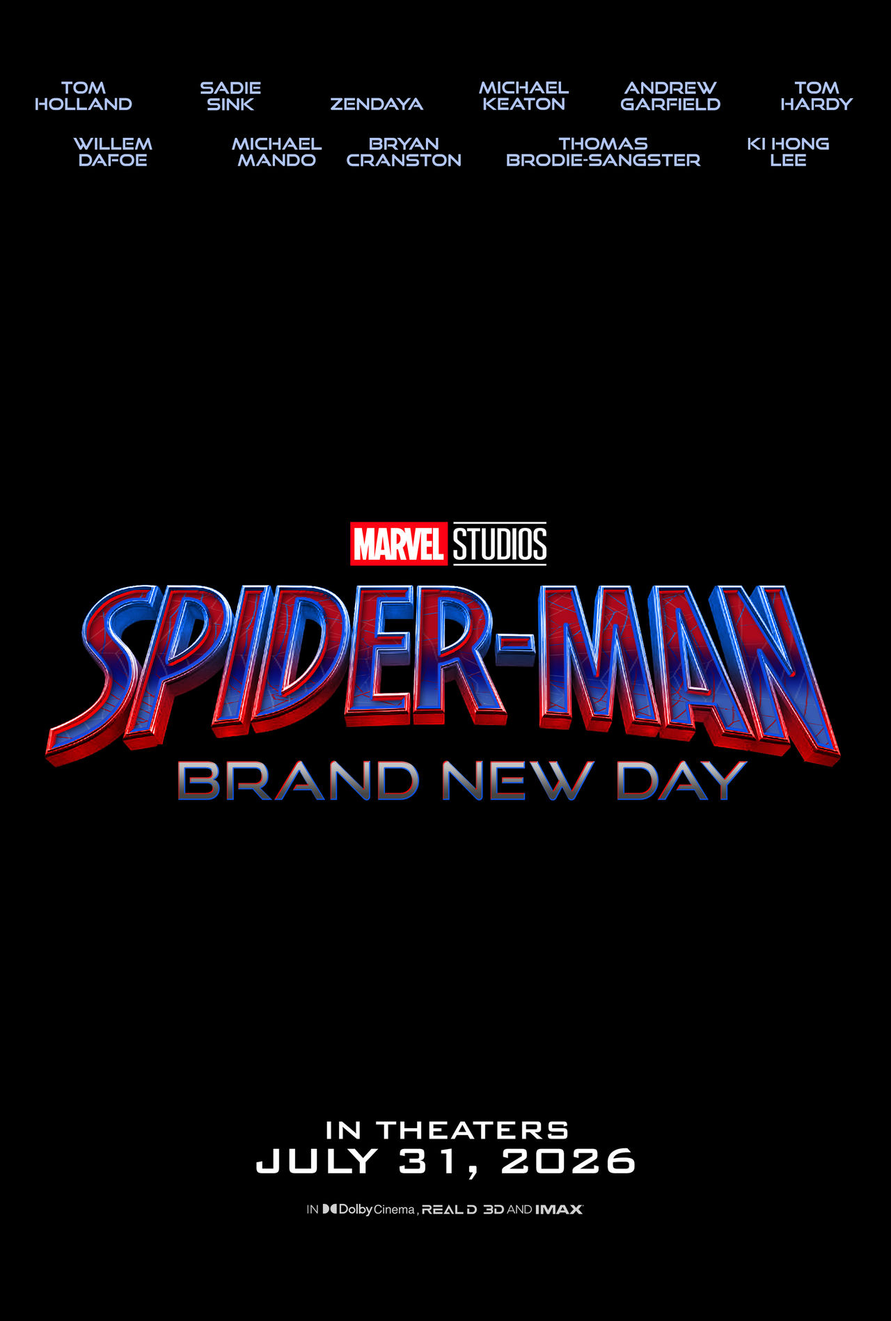SPIDER MAN 4 BRAND NEW DAY Cast Poster 2026