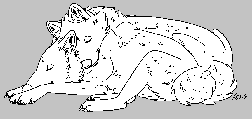 MS Paint Friendly Wolf Cuddle Lines