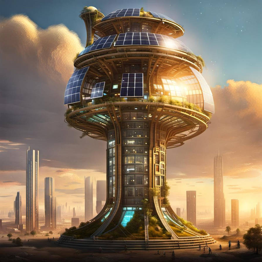 Solar Punkrt Solarpunk tower by rlac12 on DeviantArt