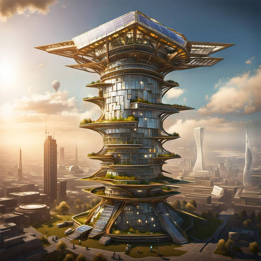 Raypunk Buildings Solarpunk tower by rlac12 on DeviantArt