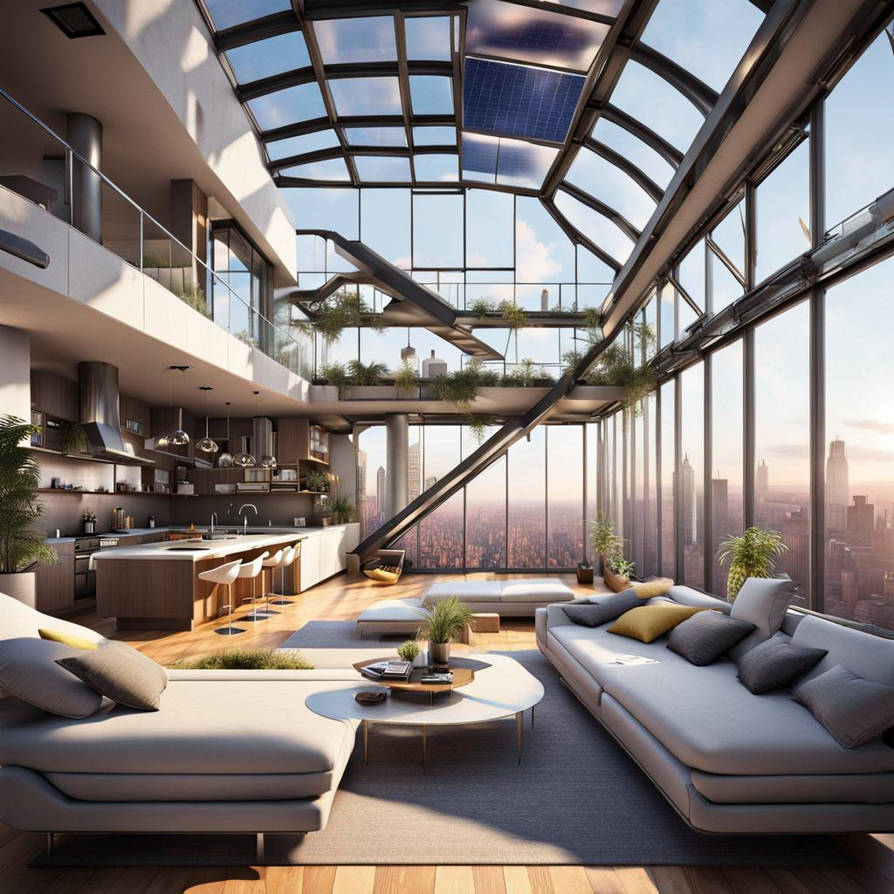Beautiful view of Luxury Penthouse Units With Solar Roofing Materials