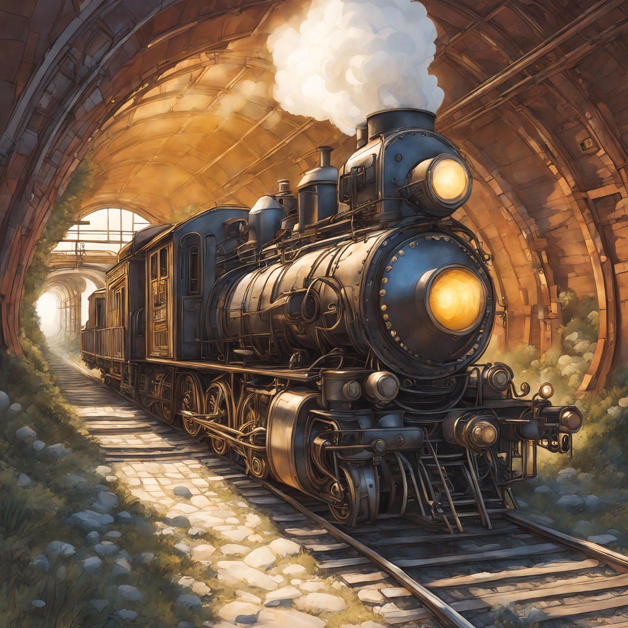 Deviantart Train Engine Solarpunk Steam Locomotive And Tunnel by rlac12 on DeviantArt