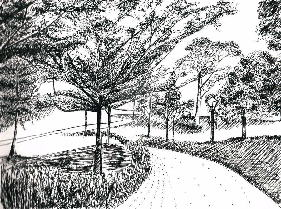 Нарисовать парк Нарисовать парк