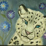 Snow Leopard and Flowers