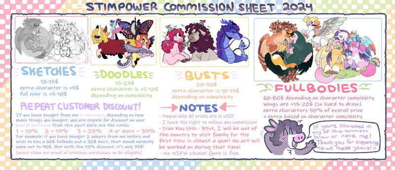 COMMISSIONS OPEN + DISCOUNTS FOR PAST CUSTOMERS!!