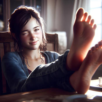 Ellie puts her feet up