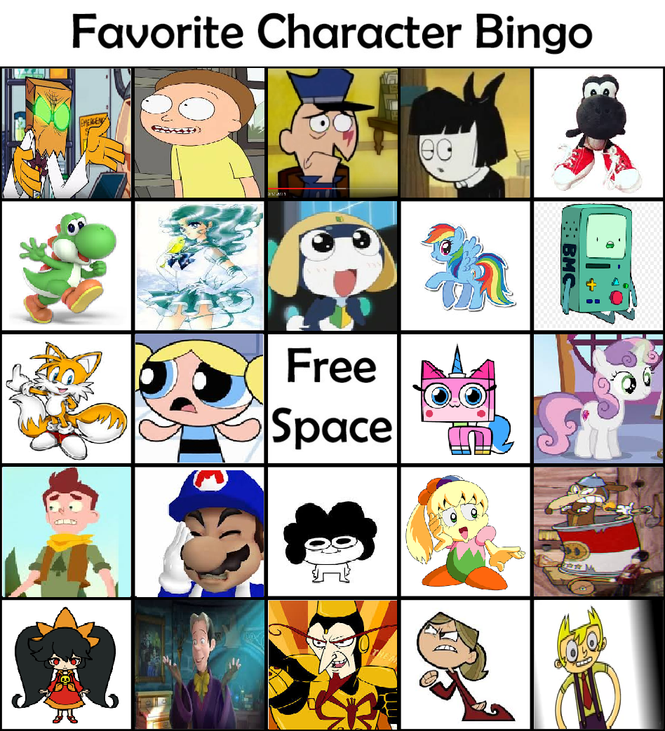 My Favorite Character Bingo Sheet by TessMcGrath on DeviantArt