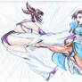 Chun Li kicking Juri