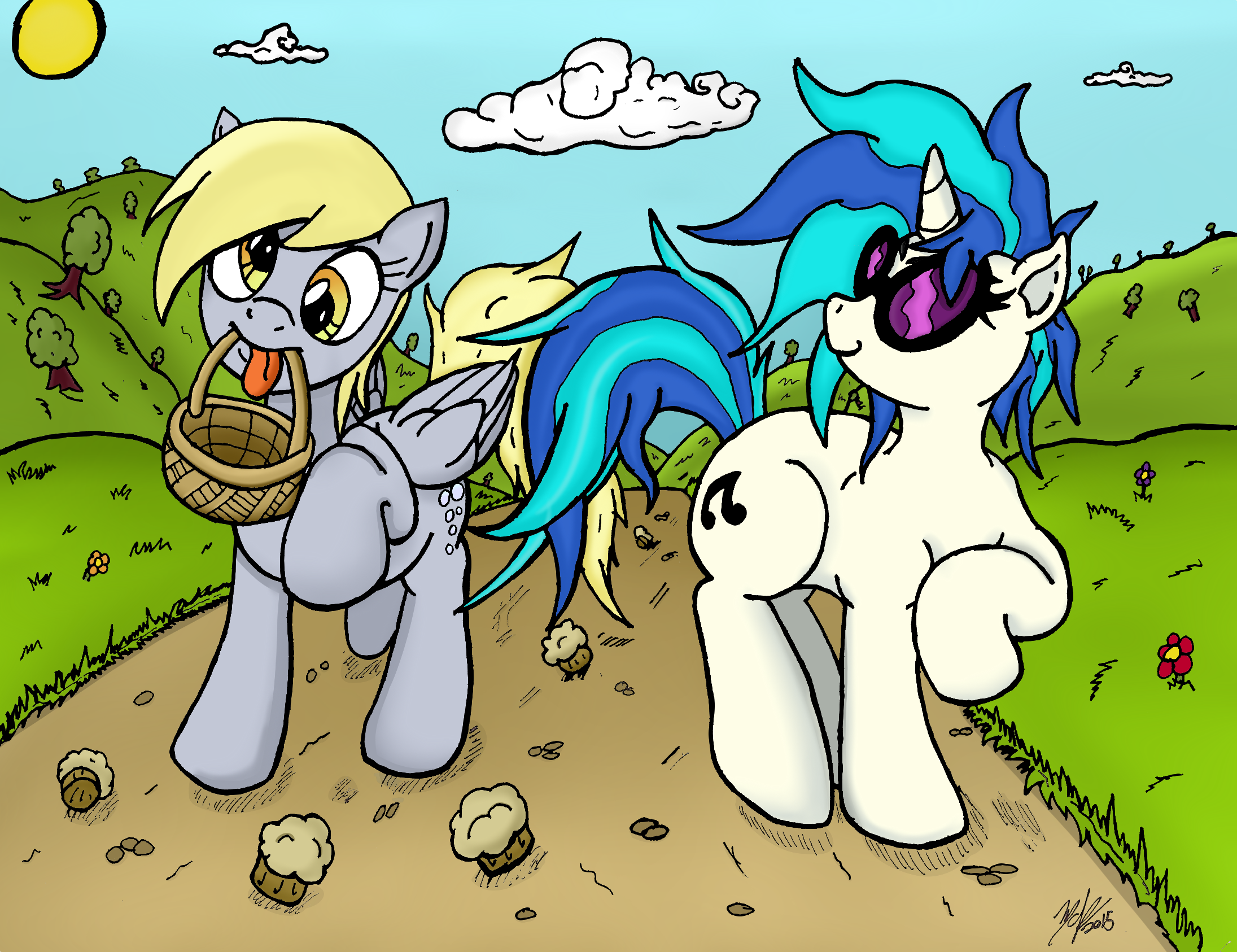 Derpy and Vinyl Colored (Collab w/ artponymdp!)