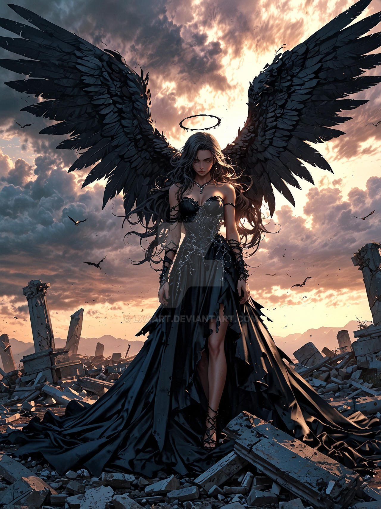 Fallen Angel Rear View Fallen Angel 3 by LXAart on DeviantArt