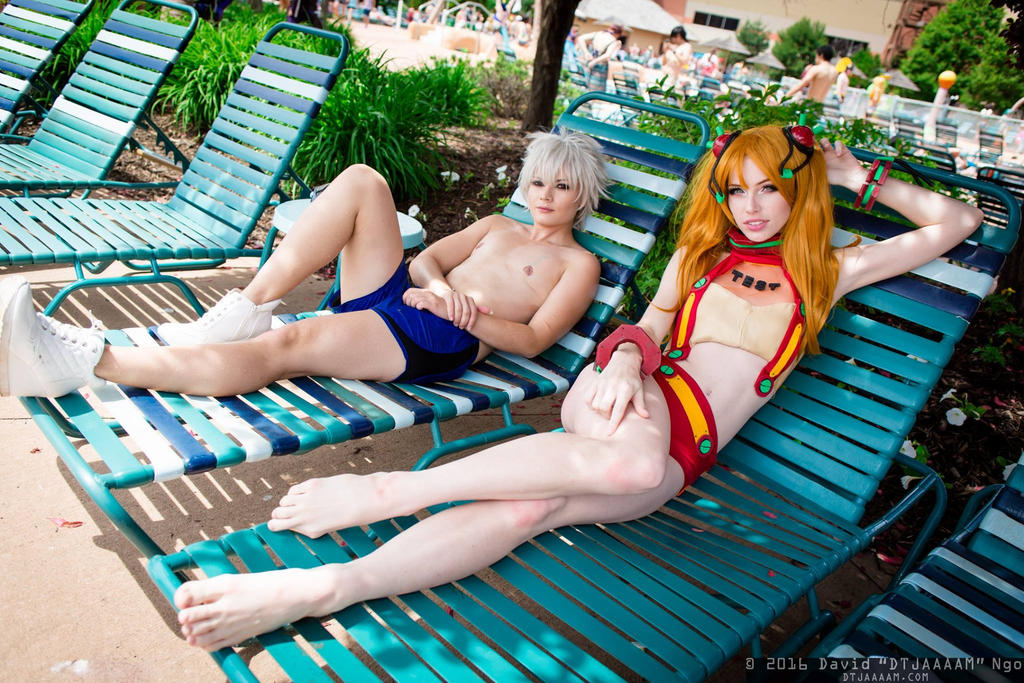 Kaworu and Asuka - Poolside