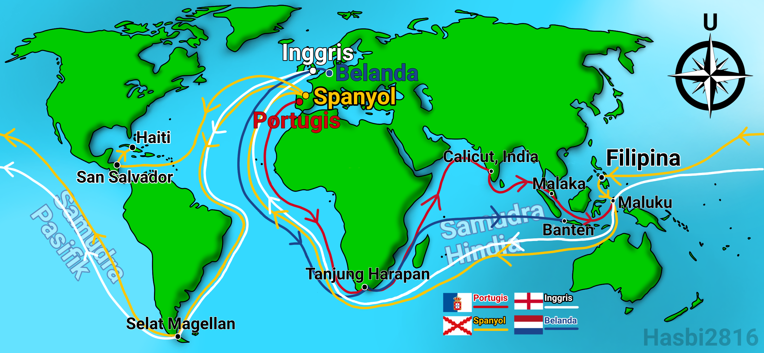 Rute kedatangan bangsa Eropa ke Indonesia by Hasbi2816 on DeviantArt