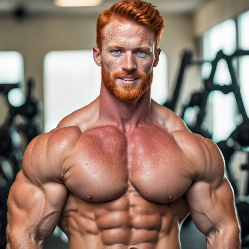 Buff Red Body Handsome Redhead Bodybuilder with Freckles 1 by robjames6969 on DeviantArt