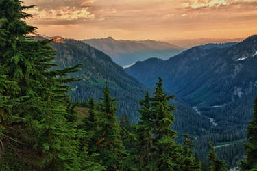 Mount Baker's Valley at sunset