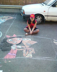 Phinbella with chalk