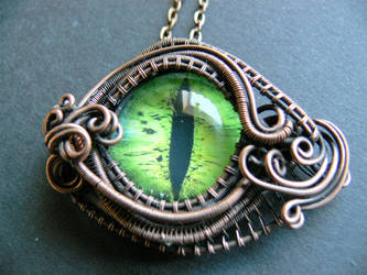 Green and Copper Dragon Eye Pendant