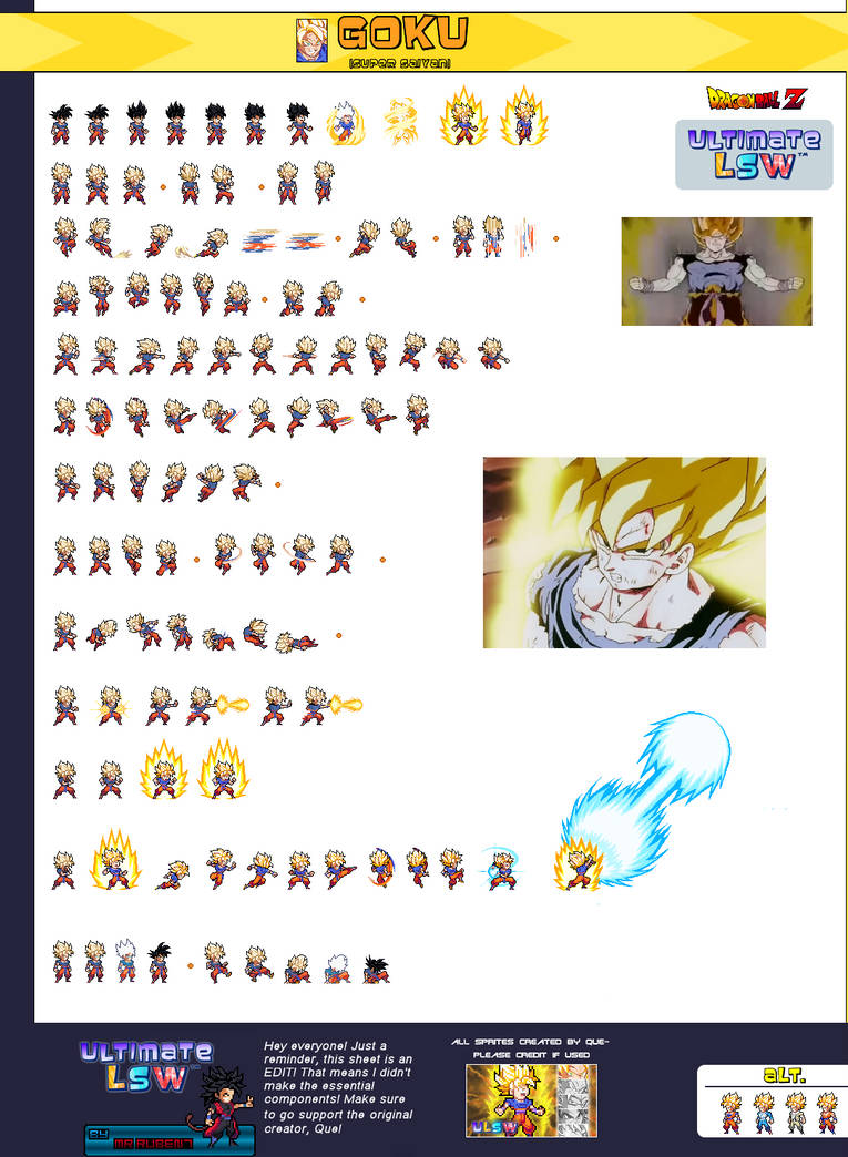 Goku Super Saiyan First Time Sprite Sheet - ULSW by mrruben7 on DeviantArt