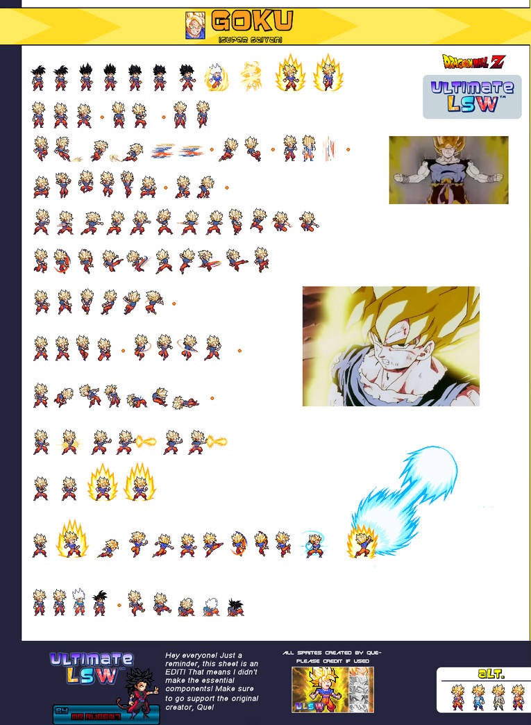 Goku Super Saiyan First Time Sprite Sheet ULSW by mrruben7 on DeviantArt