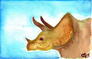 Triceratops in Watercolor