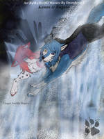 Waruto: Konan And Nagato Jumping Down A Waterfall