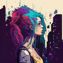 A girl with colored hair