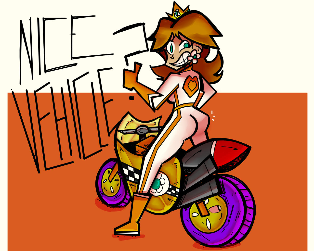 Princess Riding Motorcycle Princess Daisy's improvised motorcycle... by adbvaghsd on DeviantArt