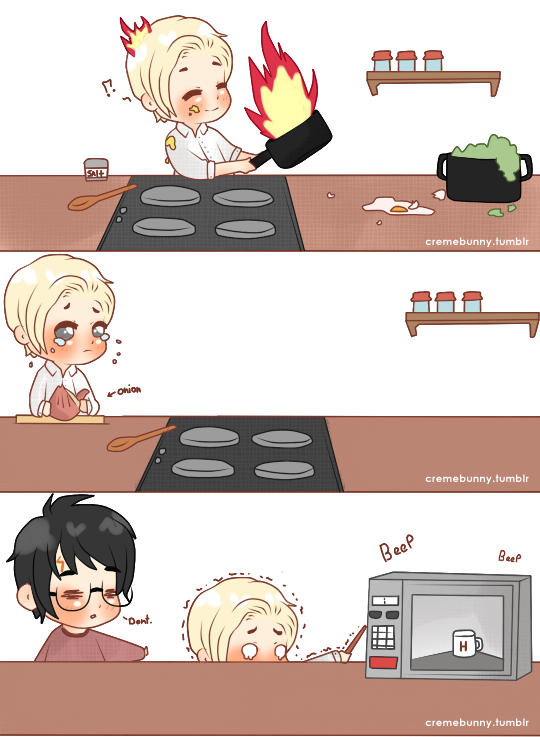 picture Drarry Comics 13 chibi drarry who cooks by cremebunny