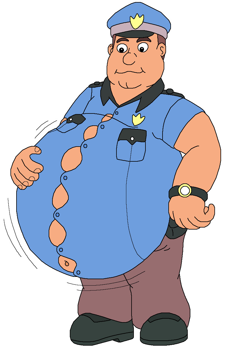 Officer Wembley eat too much food