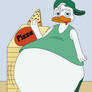 Louie eat too many pizzas