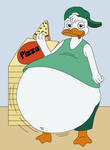 Louie eat too many pizzas