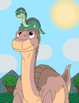 Skitter on Littlefoot's head