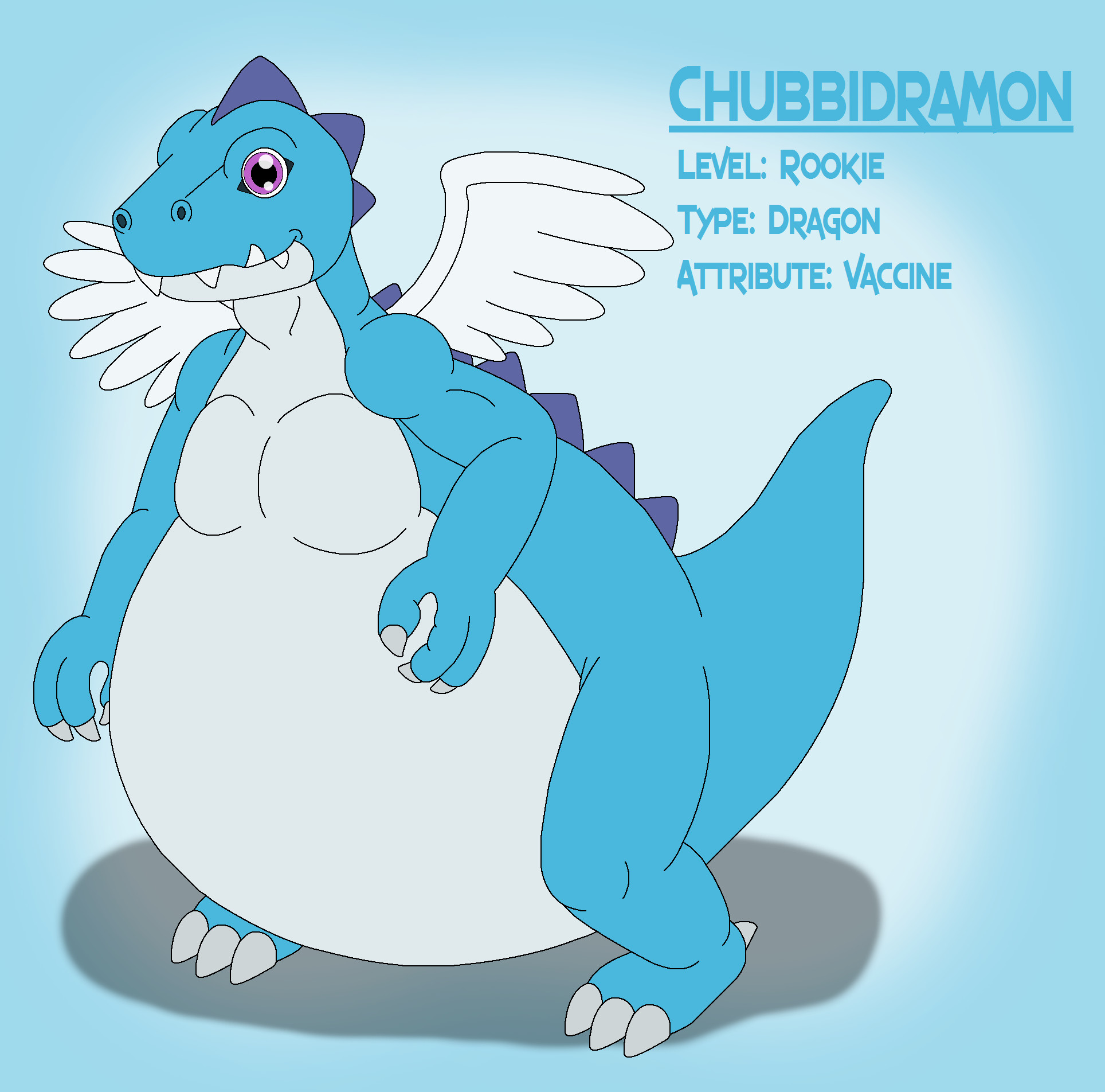Chubbidramon the Rookie-level fat dragon Digimon