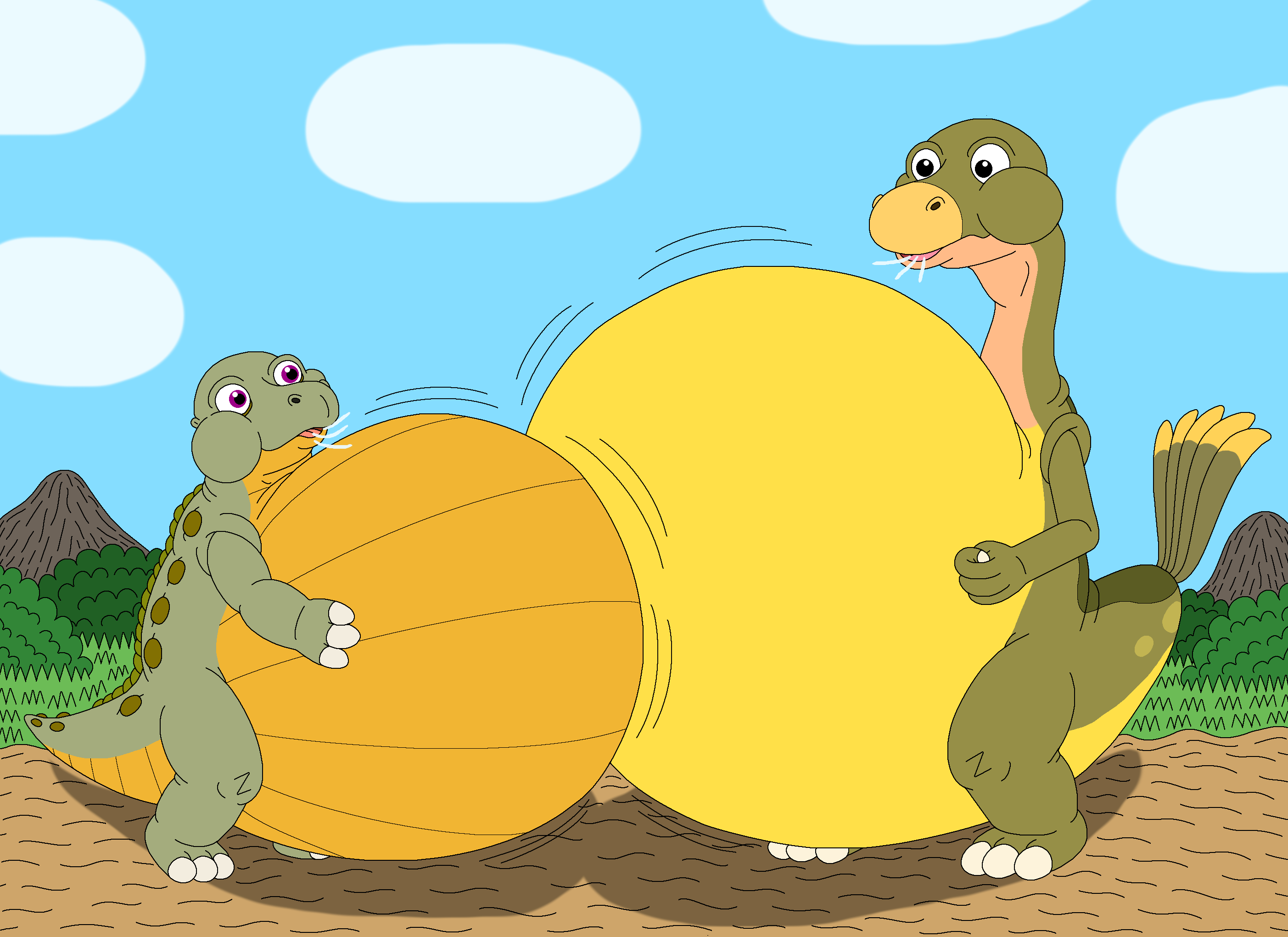 Spike and Foobie belly inflations by MCsaurus on DeviantArt