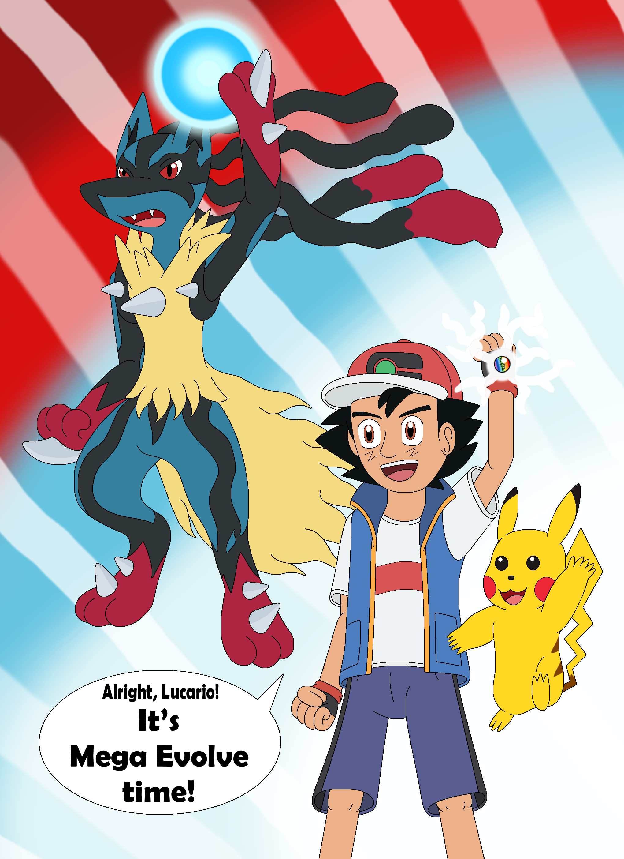 Ash and his Mega Lucario by MCsaurus on DeviantArt