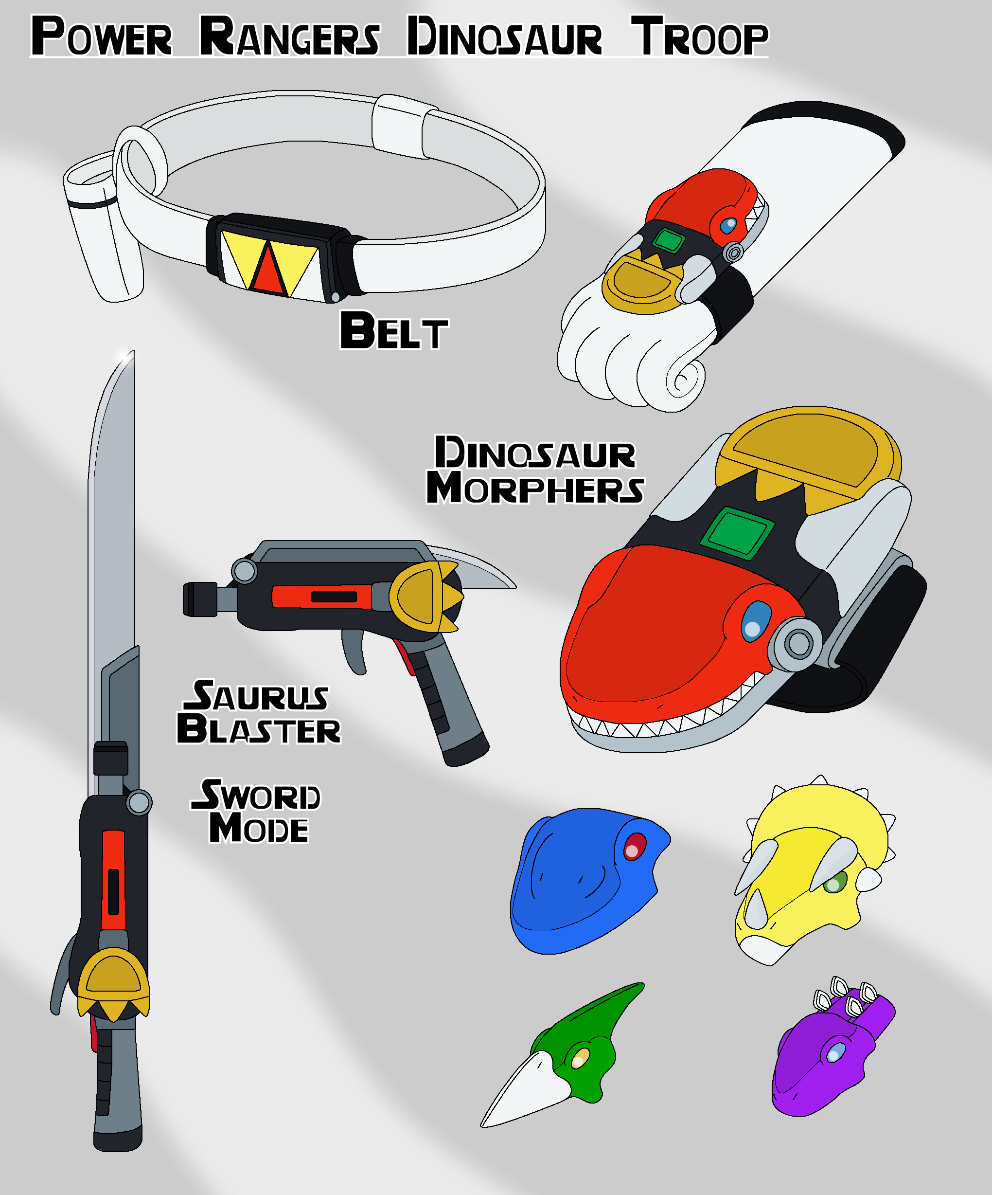 Mosasurus Power Rangers Power Rangers Dinosaur Troop - Morphers and Weapon by MCsaurus on ...