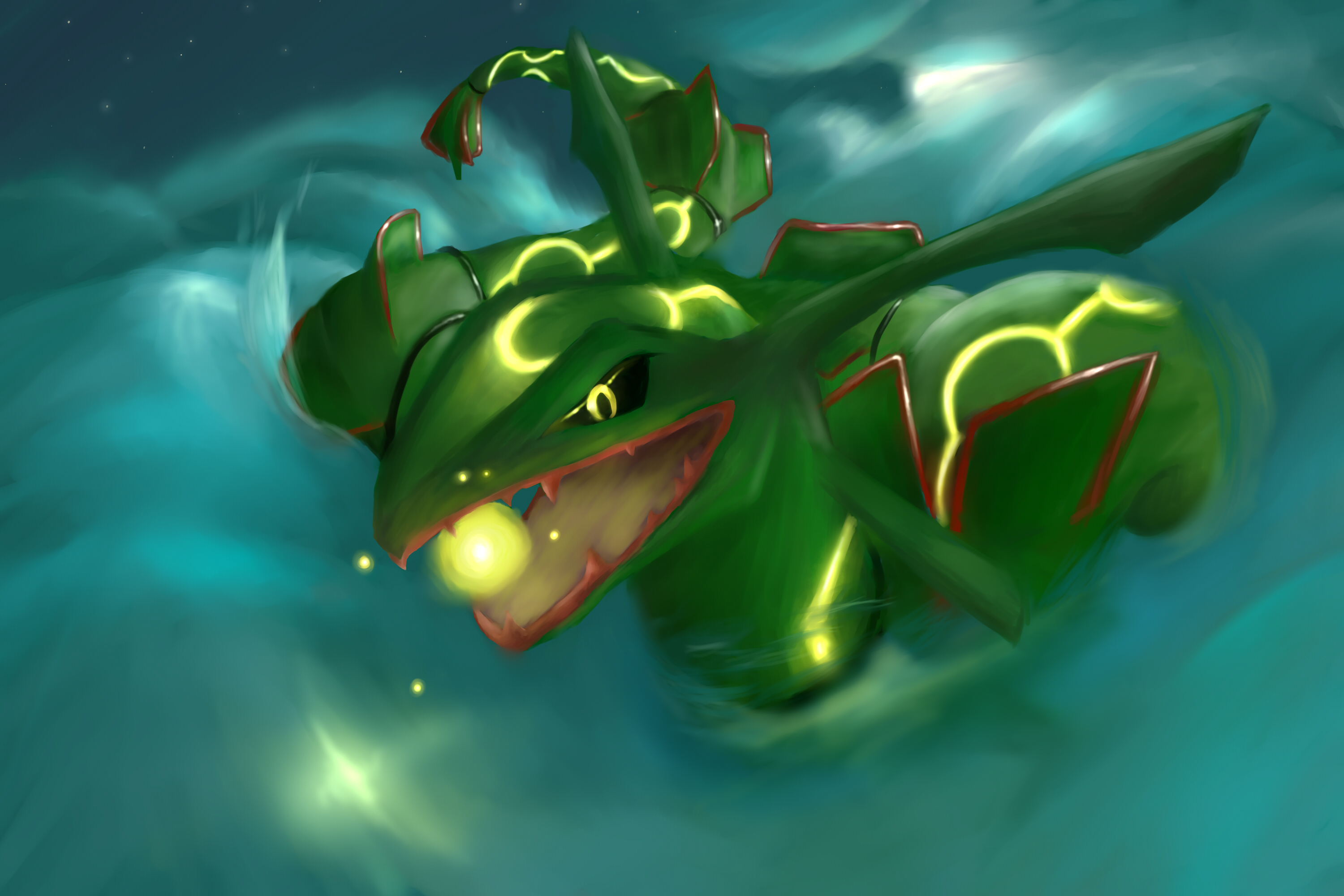 Pokemon: Shiny Rayquaza by GenkoNoMiko on deviantART